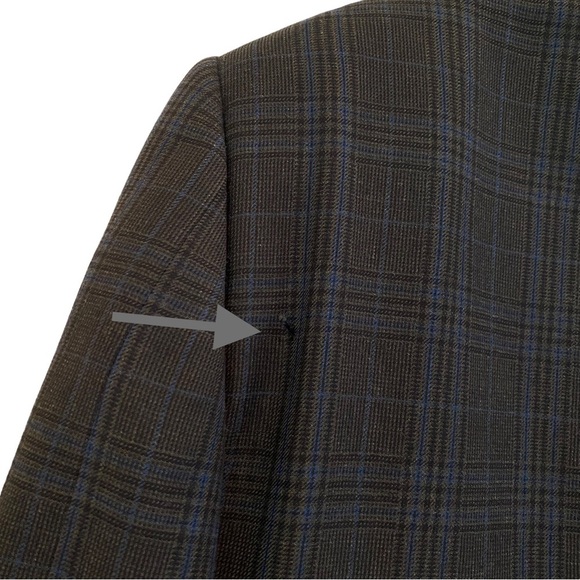 Ermenegildo‎ Zegna Men's Wool Jacket Blazer Grey Plaid Italy 2 Button 52R Flaws - Picture 4 of 16
